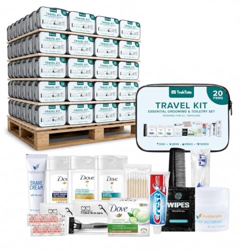 20 Piece Unisex Travel Hygiene Kit with Toiletries & Personal Care Essentials, TSA-Compliant, Individual and Bulk Packs Available (1500 Pack) - size: 1500 Pack