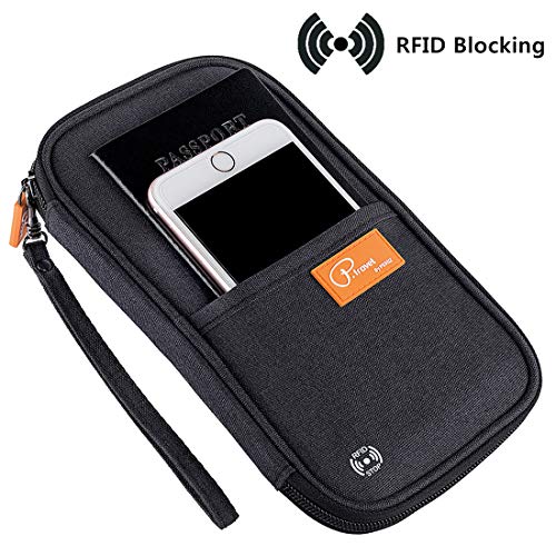 VanFn RFID Travel Passport Wallet, Family Passport Holder, Trip Document Organizer P.Travel Series - color: Pure Black