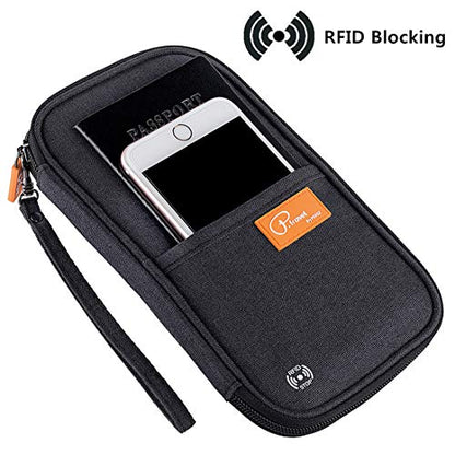 VanFn RFID Travel Passport Wallet, Family Passport Holder, Trip Document Organizer P.Travel Series - color: Pure Black