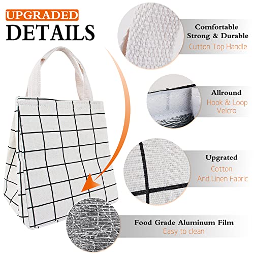Lunch Bag Insulated Lunch Box for Women Men,Reusable Adult Lunch Tote Bags for Work or Travel (White Plaid) - color: White Plaid