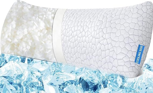 QUTOOL Cooling Pillow for Sleeping, CertiPUR-US Shredded Memory Foam Full Body Pillow Set of 1, Long Pillow for Bed with Removable Double-Sided Soft & Cool Cover, Soft Yet Support,White - color: White-cooling Basic, size: Body Pillow(Pack of 1)