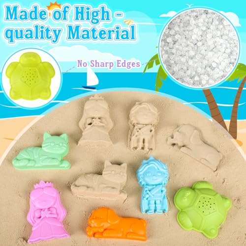 Collapsible Beach Toys for Kids Toddlers, Foldable Sand Bucket and Shovels Set with Mesh Bag & Sand Castle Building Kit, Travel Sand Toys for Beach Essentials, Sandbox Toys for Baby Kids Age 3-10