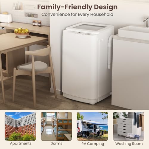 Auertech 14 lbs Portable Washing Machine, Fully Automatic Portable Washer with Glass Lid, 10 Wash Cycles, Compact Capacity Washer and Spin Dryer Combo with Drain Pump for Apartment, Dorm, RV - size: 14 lbs