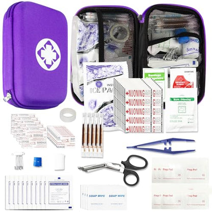 276PCS Compact Small First Aid Kits for Home Businesses Urgent Essential Mini First Aid Kit Travel Size Car Emergency Supplies Kit for Hiking Boating Skating, Purple AMORNING - style: Purple-276Pcs