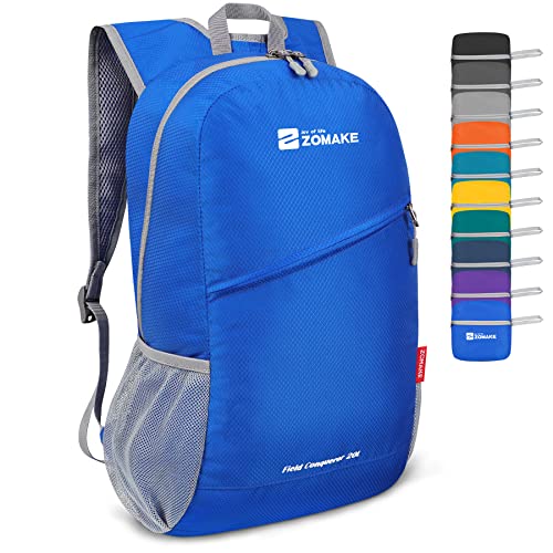 ZOMAKE Lightweight Packable Backpack,Foldable Backpacks Small Daypack for Hiking Water Resistant Day Bag for Travel(Dark Blue) - color: Dark Blue, size: 20 L
