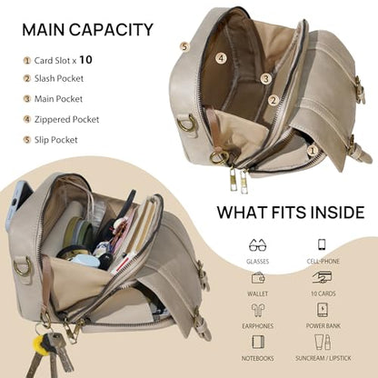 Women‘s Anti Theft RFID Blocking Small Vegan Leather Crossbody Bag Travel Purse With Built In Wallet Messenger Bag - color: Gray