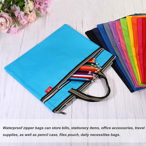 PATIKIL Waterproof Zipper File Bag, Documents Books Tools Storage Zip Pouch for Office Travel, Navy Blue - color: Navy Blue