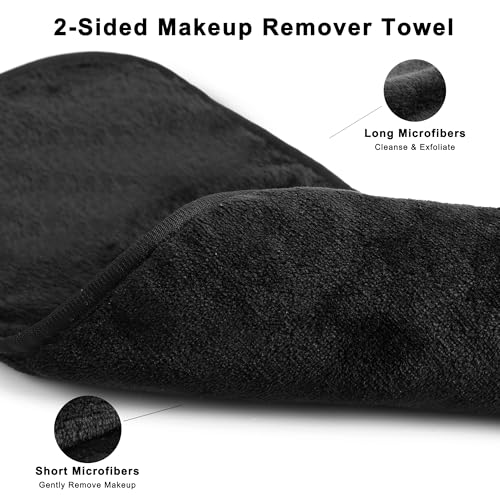 Real Perfection Spa Headband for Washing Face, Skincare Headband Wristband Set for Facial Mask Skin Care, Makeup Remover Towel Cloth Small Spray Bottle with Travel Makeup Bag Gifts for Women - Black - color: Black