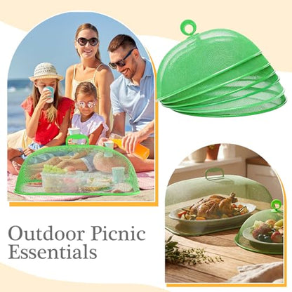 Hicarer 8 Pcs Metal Mesh Screen Food Cover for Outdoors Set Including Extra Large 18.5 in Mesh Food Tents and 11 in Large Dome Picnic Covers to Keep Bugs Away (Green) - color: Green