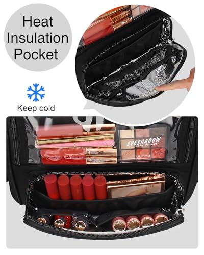 NAONAYA Makeup Brush Bag Extra Large Makeup Brush Case with 4 small bags Professional Makeup Artist Brush Holder Stand Up Organizer for Travel with Adjustable Dividers and Shoulder Strap - color: Black with 4 Makeup Bags