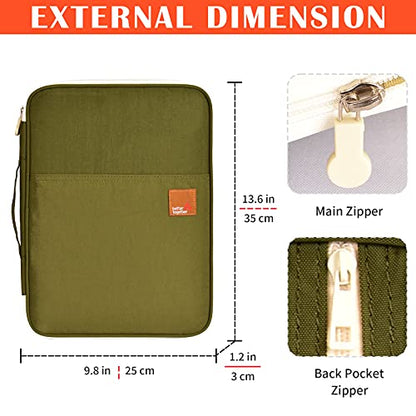 Lanola A4 Document Bags Portfolio Waterproof Business File Holder Travel Gear Organizer Electronics Accessories Bag - color: Olive Green