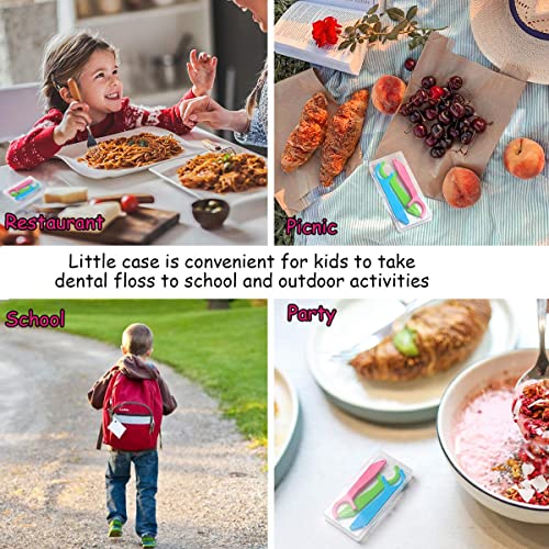 FAMILIFE Dental Floss Picks Kids flossers Toddler Threaders Children Unwaxed Unflavored Fluoride Free Dental Floss Child Kid Flossing Sticks with Travel Cases 200 Picks - color: Animal 200 Pcs