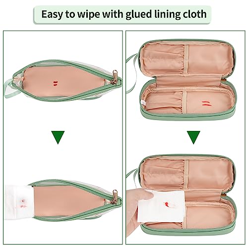 Ethereal Clear Makeup Bag, Green TSA Approved Toiletry Bag with Brushes Compartment Small Travel Make up Bags for Women - color: 08-green clear
