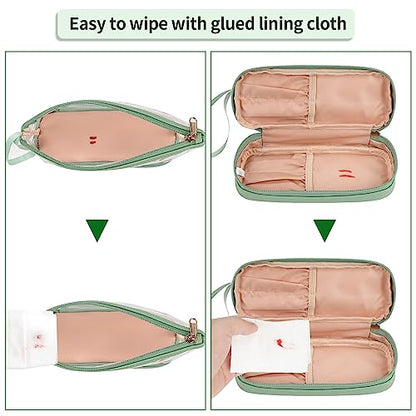 Ethereal Clear Makeup Bag, Green TSA Approved Toiletry Bag with Brushes Compartment Small Travel Make up Bags for Women - color: 08-green clear