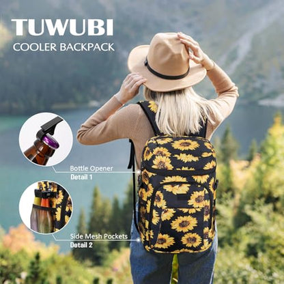 Tuwubi Cooler Backpack 35/42 Cans, Backpack Coolers Insulated Leak Proof for Men Women, Waterproof Soft Sided Lunch Camping Beach Travel Ice Chest Backpack Cooler Bag - color: Sunflower, size: Medium
