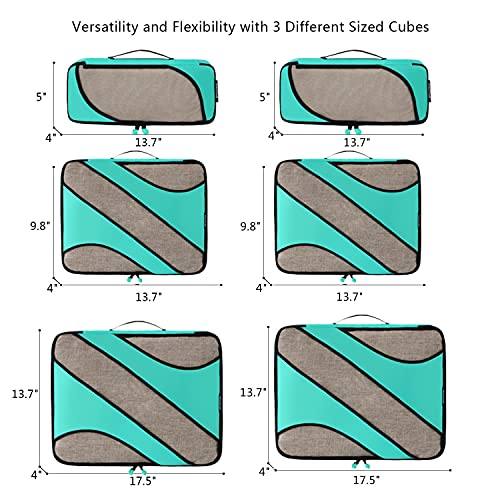 BAGAIL 6 Set Packing Cubes,Travel Luggage Packing Organizers - color: The Turquoise, style: 6 Set