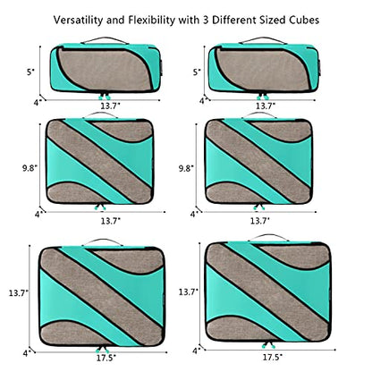 BAGAIL 6 Set Packing Cubes,Travel Luggage Packing Organizers - color: The Turquoise, style: 6 Set