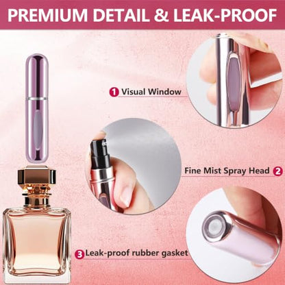 opasyo Refillable Perfume Portable Atomizer Bottle Refillable Perfume Spray, Leak-Proof Perfume Spray Bottle, Travel Perfume for Traveling and Outgoing (5ml, 4 Pack Silver/Pink/Blue/Black) - color: Silver, Pink, Blue, Black
