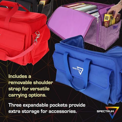 BCW Spectrum Board Game Bag | Durable Duffle for 6-8 Board Games | Expandable Pockets & Storage | Comfortable Removable Shoulder Strap | Easy Top & Side Access - color: Red