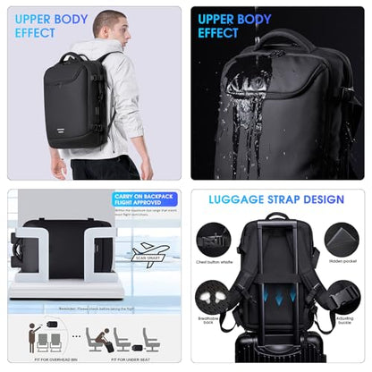 TANGCORLE Vacuum Seal Travel Backpack,Expandable Vacpack Backpack with Vacuum Compression System 50L - color: Black-c50