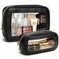 2Pcs Clear Makeup Bags Set - Portable Clear Cosmetic Bag Case Travel Makeup Brush Bag Waterproof Makeup Pouch TSA Approved Toiletry Bag Car Organizer Bag for Women (Black Set) - color: Black Set