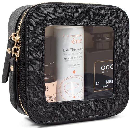 Clear Makeup Bag Small, Mini Travel Cosmetic Case Transparent TSA Approved Toiletry Bag with Zipper Portable Make Up Pouch for Purse Traveling Car Essentials Organizer for Women Men - color: Black, size: Mini