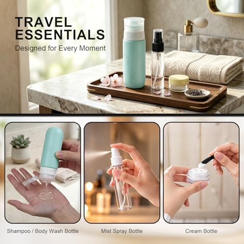 16 Pack Travel Bottles for Toiletries, Silicone TSA Approved-Containers for Toiletries,3oz Silicone Travel Bottles Set Leak Proof Refillable Liquid,Shampoo and Conditioner Travel Toiletry Bottles Grey - color: Grey