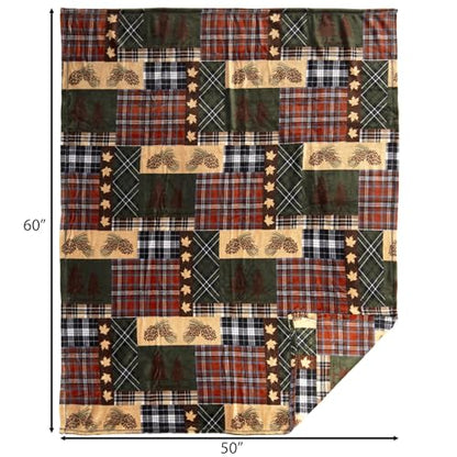 Carstens, Inc. Travel Blanket, Premium Compact 2-in-1 Airplane Blanket/Pillow, Tree Plaid Rustic - color: Tree Plaid Rustic