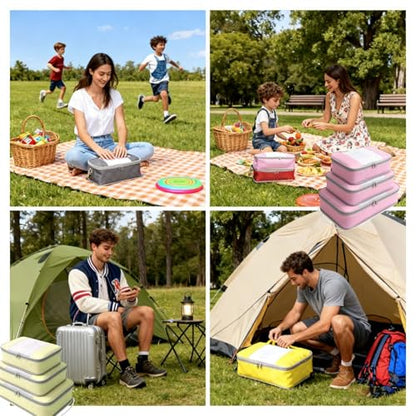 Packing Cubes for 24" Suitcase Travel Luggage Organizers - Travel Organizer Bags Luggage Clothes Accessories Storage Carry on Suitcase Packing Pouches Bag For Men Women Kids 1/2X1PACK+1/4X2PACK