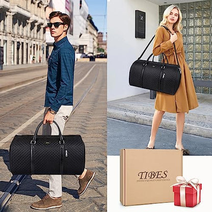 Convertible 2-in-1 Garment Bags for Travel, Carry On Garment Duffle Bag With Shoe Compartment Large Weekender Bag for Women Men Hanging Suitcase Suit Travel Duffel Overnight Bags 4pcs Set - color: C-black Diamond