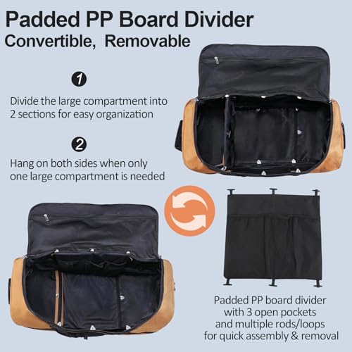 Bagenerous 110L/140L Expandable Soft-Sided Foldable Duffle Bag with 2 Rubber Wheels,Packable 32” Rolling Carry-On with Multi-Pockets & Compartments,Coffee - color: Coffee