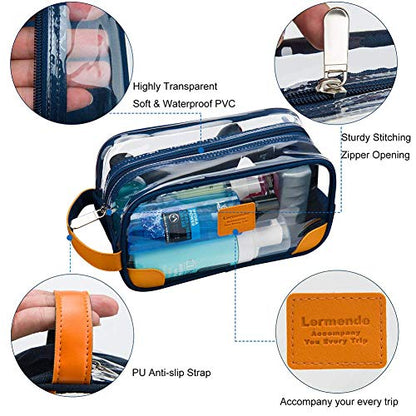 Lermende Toiletry Bag, Clear Shaving Dopp Kit for Men Travel Toiletry Bag with Hand Strap Unisex Bathroom Toiletries Organiser - color: Blue