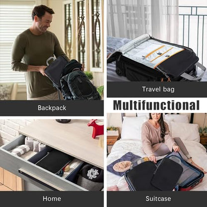 PANDA JOYS 4 Set Compression Packing Cubes Travel - Travel Accessories Expandable Packing Organizers for Carry On - Essentials Luggage Bags - Black - color: Black