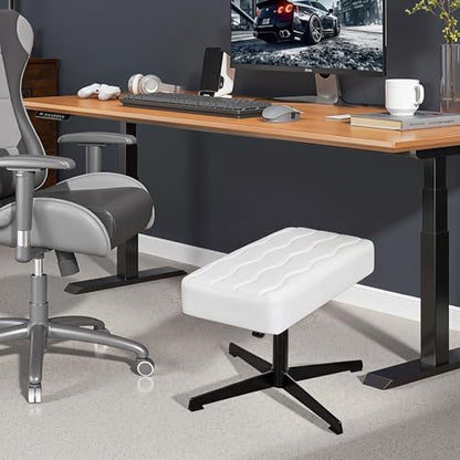 VECELO Under Desk Footrest, PU Ergonomic Foot Rest with Comfort Padding, Height Adjustable for Relieving Leg Pain, Stiffness, and etc, White - color: White
