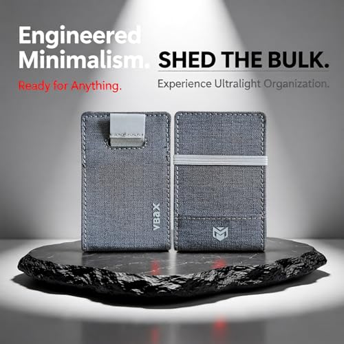 RFID Minimalist Slim Wallet for Men and Women, Holds Up to 12 Cards, Cash, Key Thin and Lightweight Credit Card Holder (Grey Microfiber – Arctic Edition) - color: Grey Microfiber – Arctic Edition