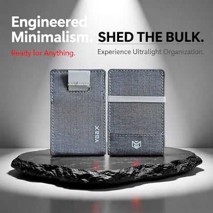 RFID Minimalist Slim Wallet for Men and Women, Holds Up to 12 Cards, Cash, Key Thin and Lightweight Credit Card Holder (Grey Microfiber – Arctic Edition) - color: Grey Microfiber – Arctic Edition