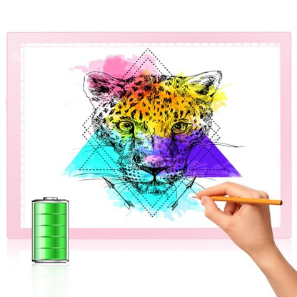 LitEnergy Rechargeable Light Tablet Battery Powered Light Box, Ultra-Thin Adjustable Artcraft LED Board Light Pad for Drawing, Diamond Art Painting, Tracing, Sketching, Animation, Stenciling (Pink) - color: PINK, size: 04 - 10x15inch rechargeable