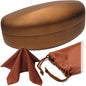 MyEyeglassCase® Large Hard Sunglasses Case | fits Large curved Sunglasses, with microfiber bag and cleaning cloth - color: Camel Bronze