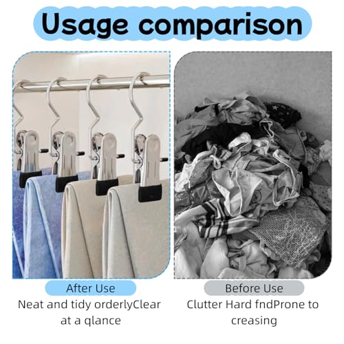 100 Pack Heavy Duty Boot Hanger Clips, Stainless Steel Laundry Hooks with Silicone Clip for Hanging Boots, Pants, Socks, Towels - Space Saving Closet Organizer for Travel & Home