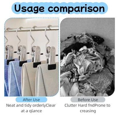 100 Pack Heavy Duty Boot Hanger Clips, Stainless Steel Laundry Hooks with Silicone Clip for Hanging Boots, Pants, Socks, Towels - Space Saving Closet Organizer for Travel & Home