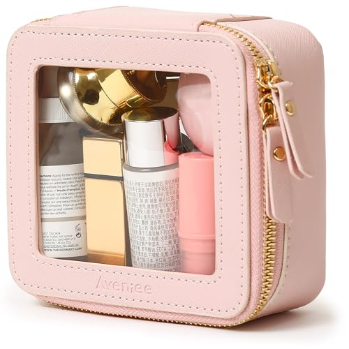 Aveniee Mini Clear Makeup Bag, Small Cosmetic Bags Travel Toiletry Pouch Organizer, TSA Approved Make up Case with Zipper, Car Bag for Essentials,Pink - color: Pink, style: Mini Chic