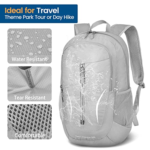 ZOMAKE Ultra Lightweight Packable Backpack 25L, Foldable Hiking Backpacks Water Resistant Small Folding Daypack for Travel(Sliver Grey) - color: Sliver Grey