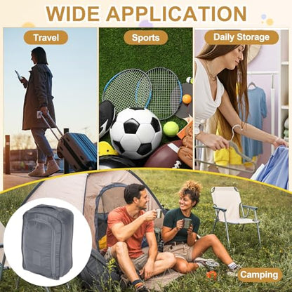Foldable Travel Shoe Bag, Waterproof Shoe Pouches Organizer with Handle Travel Packing Cubes -Fitting for Storing (Sneakers/Sandals/Fitness Shoes) 2 Pcs & Gray/Navy Blue - color: Gray/Navy Blue