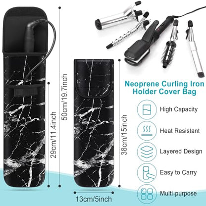 Shappy 2 Pcs Heat Resistant Hair Tools Bag Curling Iron Travel Case Cover Neoprene Flat Iron Holder Travel Case and Silicone Mat Pouch for Hot Hair Tools Storage Organizer(Retro Style) - style: Retro Style