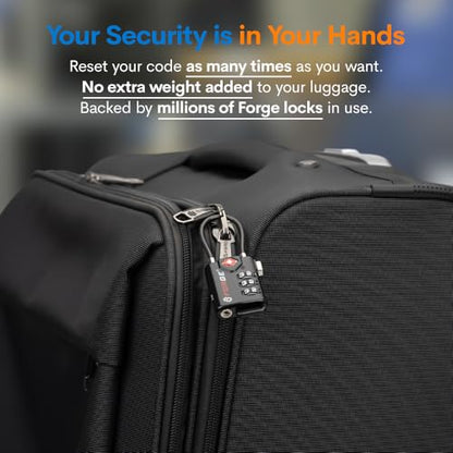 TSA Approved Cable Luggage Locks, Re-settable Combination with Alloy Body, Black 2 Locks. - color: Black 2 Pack