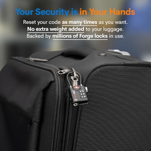 Open Alert TSA Approved Luggage Locks, 6 Pack, Easy Read Dials with Alloy Body. - color: Black 6 Pack