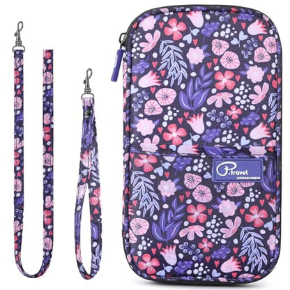 VanFn RFID Travel Passport Wallet, Family Passport Holder, Trip Document Organizer P.Travel Series - color: Pure Flower Pink