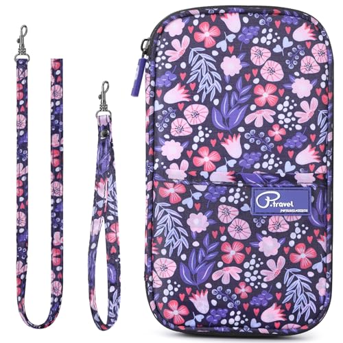 VanFn RFID Travel Passport Wallet, Family Passport Holder, Trip Document Organizer P.Travel Series - color: Pure Flower Pink