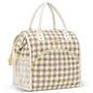 LOKASS Insulated Lunch Bag Women- Reusable 10 L Lunch Box for Women - Leakproof Tote Cooler Bag for Adults Work, Beach, Travel, Picnic （Brown&White Diamond Grid） - color: Brown Check