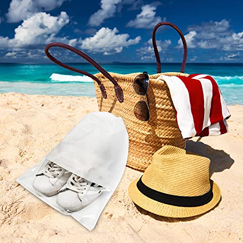 8PCS Travel Shoe Bags with Rope for Men and Women Large Shoes Pouch Organizers - color: White